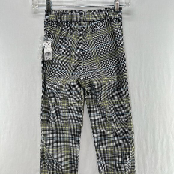 Garage Plaid Skinny Pants Size XS Mid Rise Elastic Waist Slim Black Yellow Blue - Picture 6 of 11